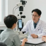 Consultation at SNU Eye Clinic focusing on Офтальмология with an ophthalmologist and patient discussing eye health.