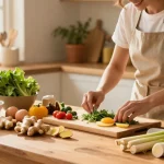 Explore delicious food recipes and nutritional benefits with สล็อต, showcasing fresh ingredients and cooking moments in a warm kitchen.