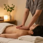 서울출장마사지 being performed by a skilled Korean therapist in a serene indoor setting with calming atmosphere.
