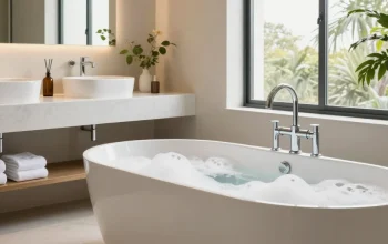 KingKonree’s elegant solid surface products in a luxurious bathroom setting for modern design.